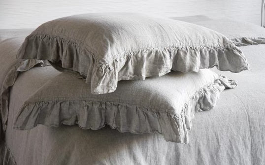 Stonewashed Organic Linen Ruffled Pillow Shams