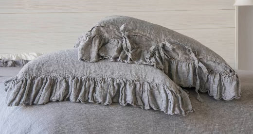 Stonewashed Organic Linen Ruffled Pillow Shams