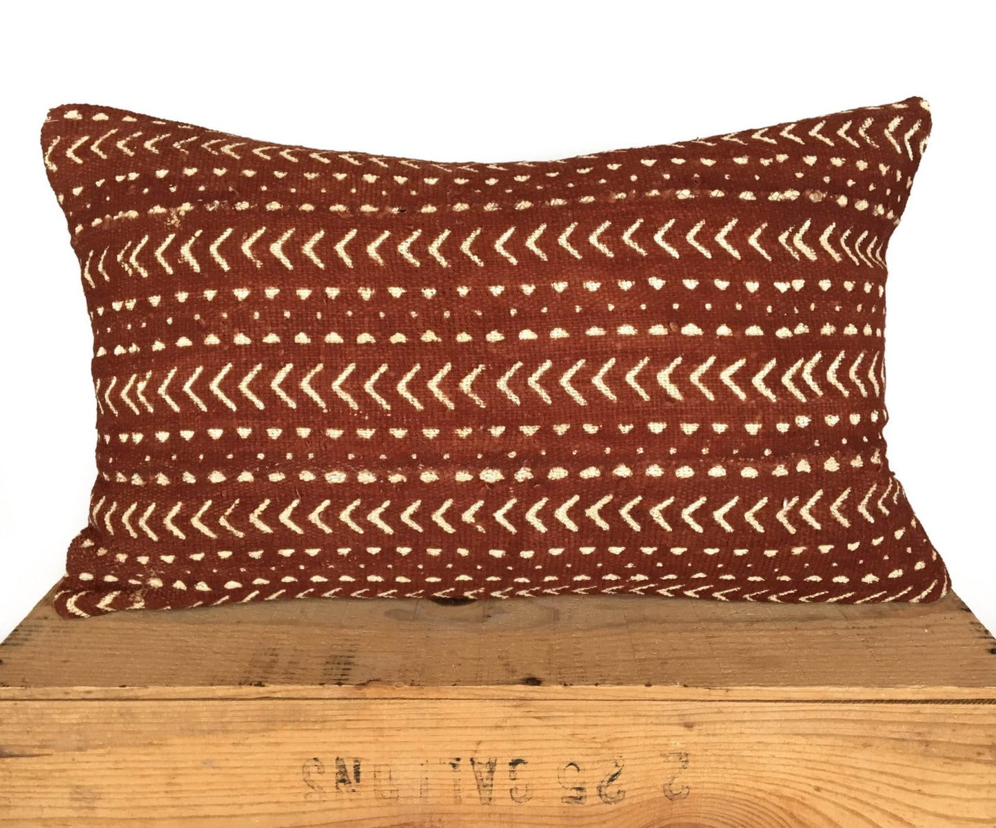 Rust Mudcloth Pillow Cover | Authentic Mud Cloth Pillow | 'Rusty'