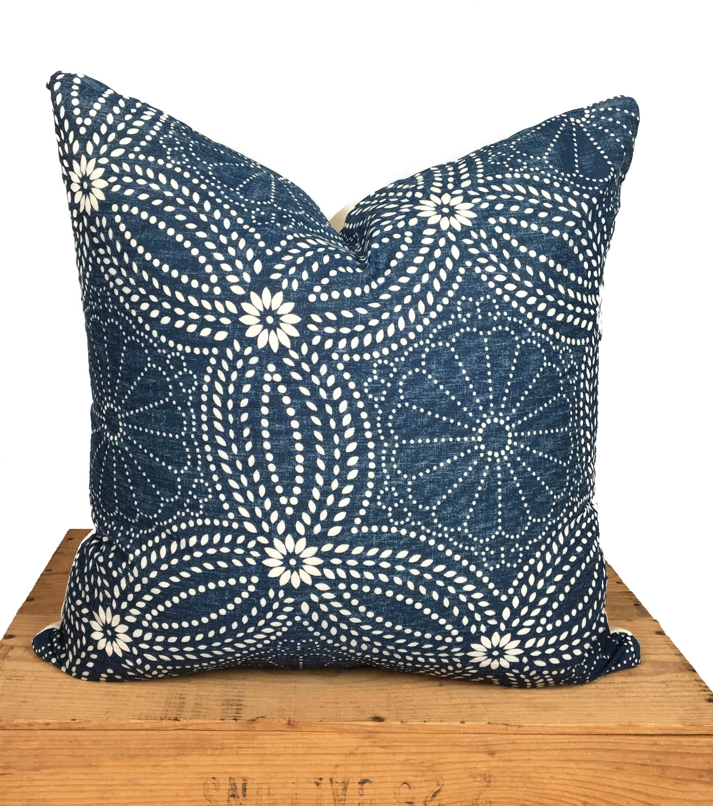 Indian Block Print Pillow Cover Indigo 18"