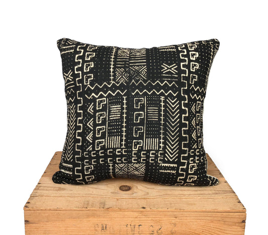 Mudcloth Pillows,  African Print, Authentic Mud Cloth Pillow Cover, Black and White | 'Grayson'