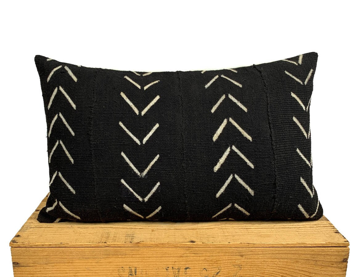 Maxwell 12x20 Inch Black and White African Mud Cloth Pillow Cover