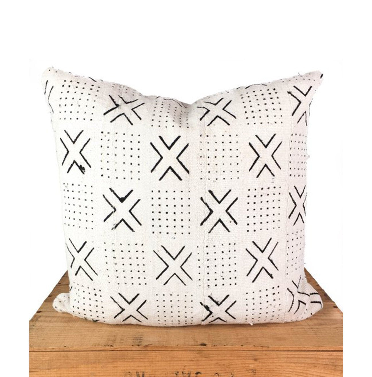 Mudcloth Pillow Cover, Authentic Mud Cloth, Decorative Pillow, White, Multiple Sizes Available
