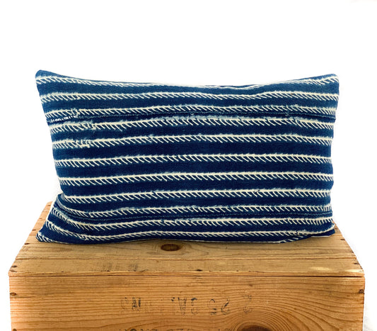 Mudcloth Pillows, Vintage Indigo African Mud Cloth Pillow Cover